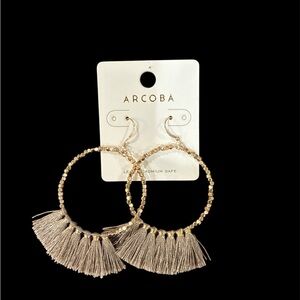 Arcoba Gold Hoop Earrings with Tassels